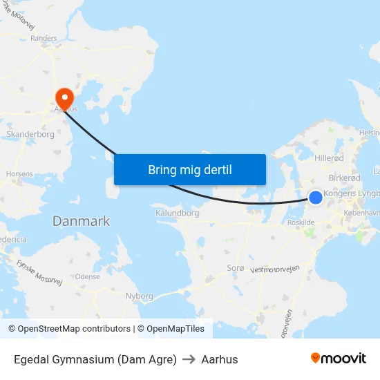 Egedal Gymnasium (Dam Agre) to Aarhus map