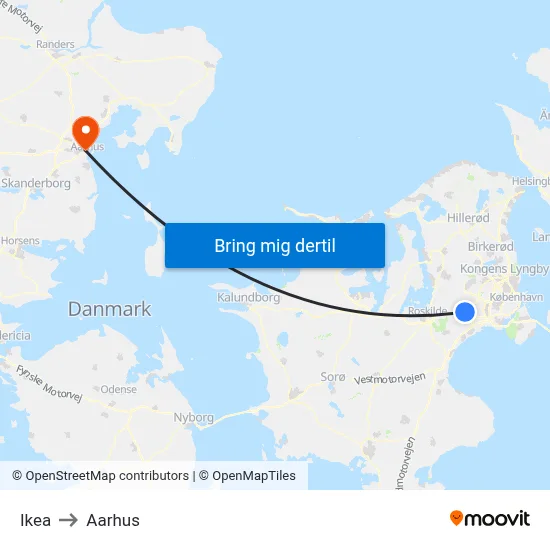 Ikea to Aarhus map