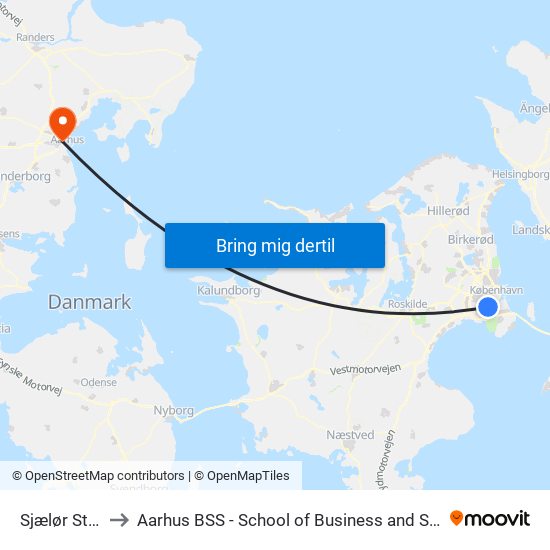 Sjælør St. (Togbus) to Aarhus BSS - School of Business and Social Sciences, Aarhus University map