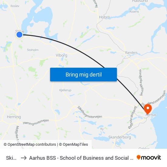 Skive St. to Aarhus BSS - School of Business and Social Sciences, Aarhus University map