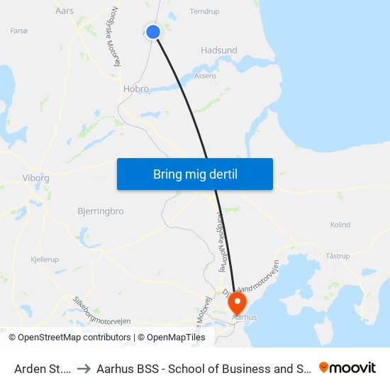 Arden St. (Togbus) to Aarhus BSS - School of Business and Social Sciences, Aarhus University map