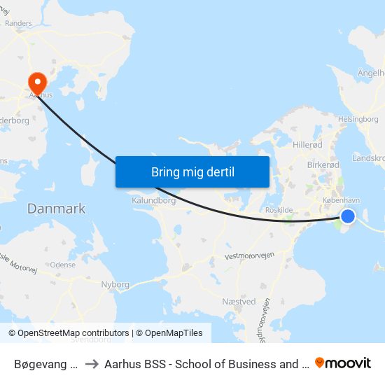 Bøgevang (Sirgræsvej) to Aarhus BSS - School of Business and Social Sciences, Aarhus University map
