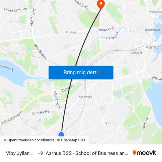 Viby Jylland St. (Togbus) to Aarhus BSS - School of Business and Social Sciences, Aarhus University map