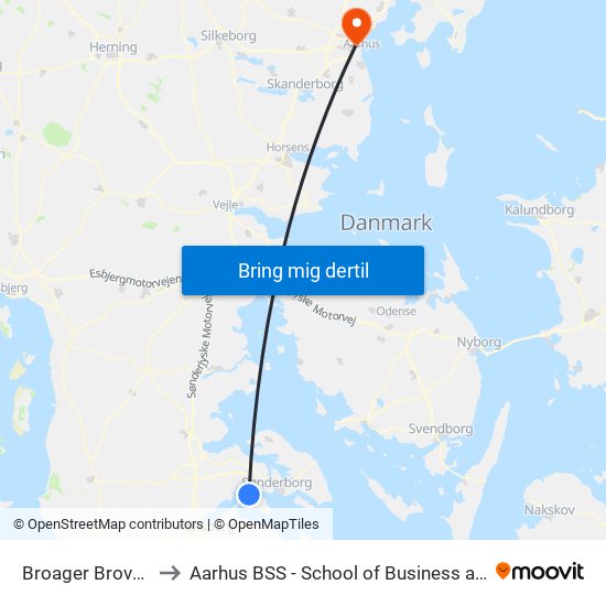 Broager Brovej V Nejs Møllevej to Aarhus BSS - School of Business and Social Sciences, Aarhus University map