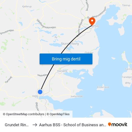 Grundet Ringvej V Sysselvej to Aarhus BSS - School of Business and Social Sciences, Aarhus University map