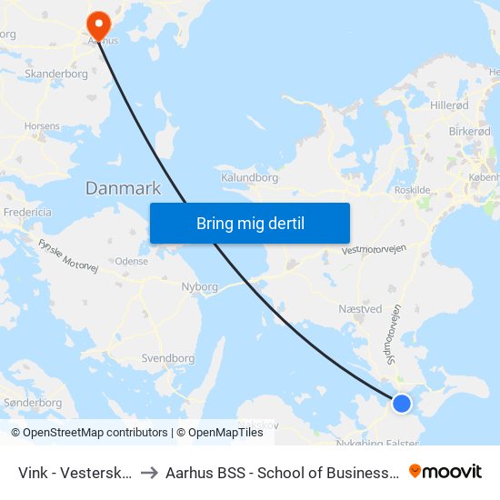 Vink - Vesterskovvej (Grønsundvej) to Aarhus BSS - School of Business and Social Sciences, Aarhus University map