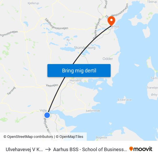 Ulvehavevej V Karetmagervej (Vejle) to Aarhus BSS - School of Business and Social Sciences, Aarhus University map