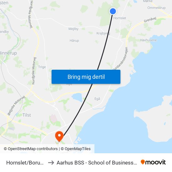 Hornslet/Borupvej (Syddjurs Kom) to Aarhus BSS - School of Business and Social Sciences, Aarhus University map