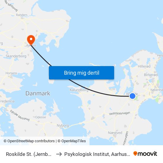 Roskilde St. (Jernbanegade) to Psykologisk Institut, Aarhus Universitet map