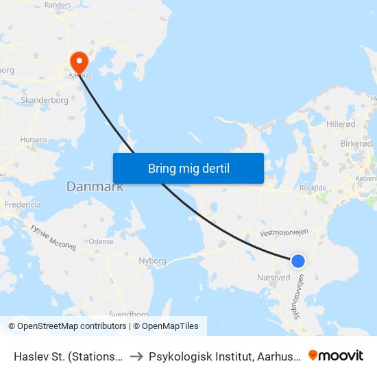 Haslev St. (Stationspladsen) to Psykologisk Institut, Aarhus Universitet map