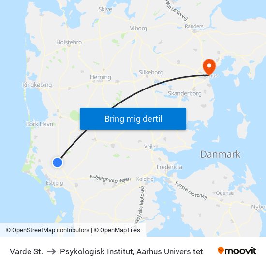 Varde St. to Psykologisk Institut, Aarhus Universitet map