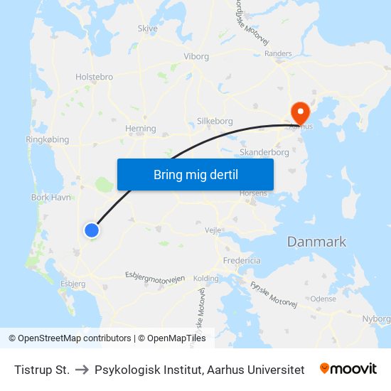 Tistrup St. to Psykologisk Institut, Aarhus Universitet map
