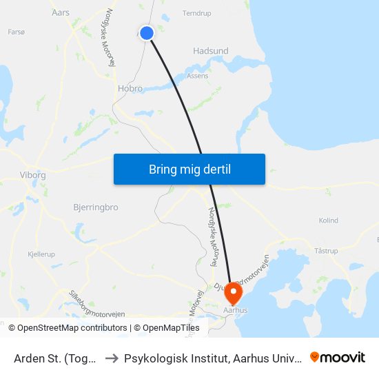 Arden St. (Togbus) to Psykologisk Institut, Aarhus Universitet map