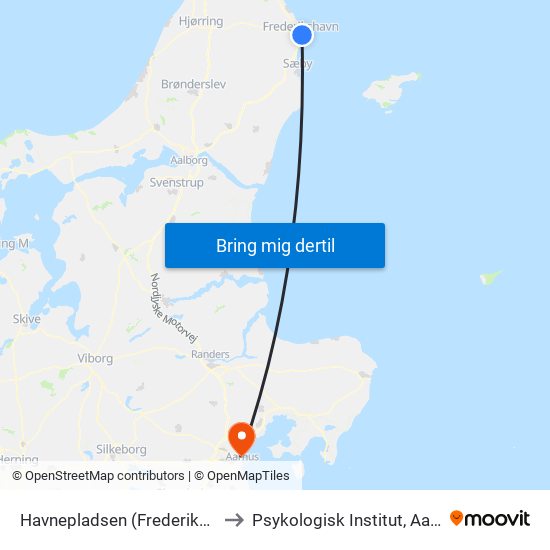 Havnepladsen (Frederikshavn Færgeleje) to Psykologisk Institut, Aarhus Universitet map