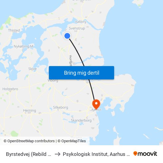 Byrstedvej (Rebild Komm.) to Psykologisk Institut, Aarhus Universitet map