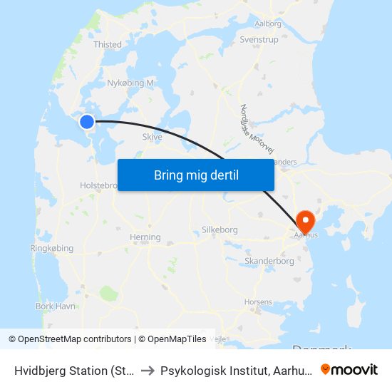 Hvidbjerg Station (Struer Kom) to Psykologisk Institut, Aarhus Universitet map