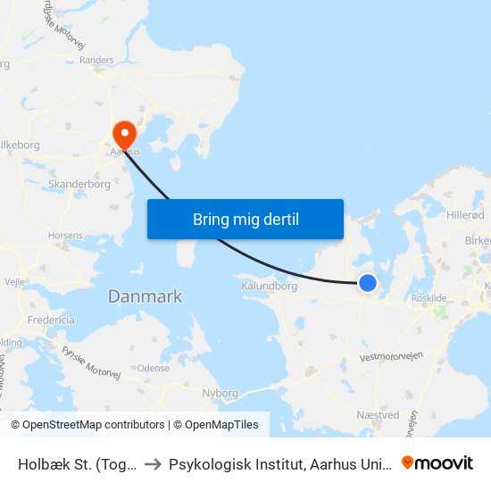 Holbæk St. (Togbus) to Psykologisk Institut, Aarhus Universitet map