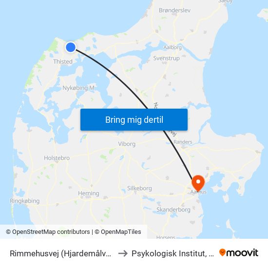 Rimmehusvej (Hjardemålvej / Thisted Kommune) to Psykologisk Institut, Aarhus Universitet map