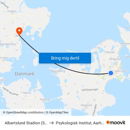 Albertslund Stadion (Stadionstien) to Psykologisk Institut, Aarhus Universitet map