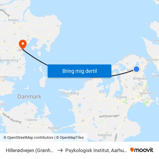 Hillerødvejen (Grønholtvangen) to Psykologisk Institut, Aarhus Universitet map