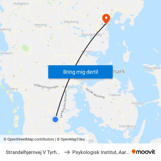 Strandelhjørnvej V Tyrholmvej (Vojens) to Psykologisk Institut, Aarhus Universitet map