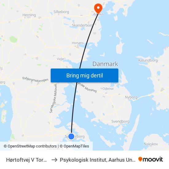 Hørtoftvej V Tornholm to Psykologisk Institut, Aarhus Universitet map