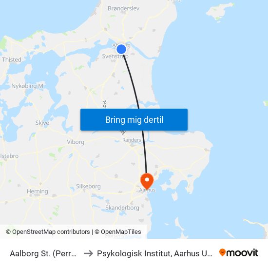 Aalborg St. (Perron C8) to Psykologisk Institut, Aarhus Universitet map