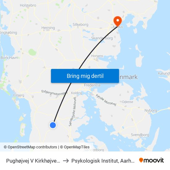 Pughøjvej V Kirkhøjvej (Toftlund) to Psykologisk Institut, Aarhus Universitet map