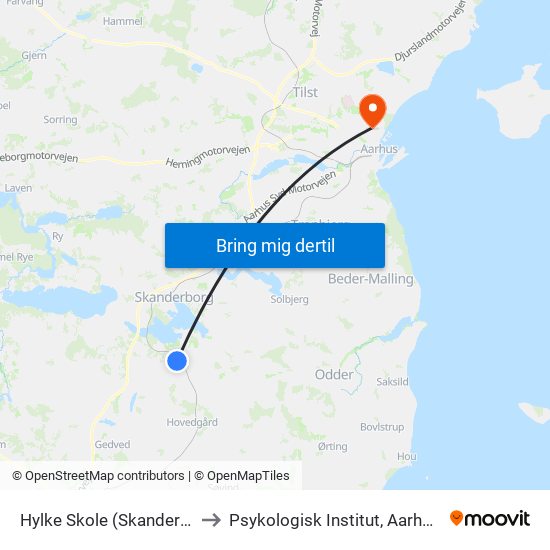 Hylke Skole (Skanderborg Kom) to Psykologisk Institut, Aarhus Universitet map