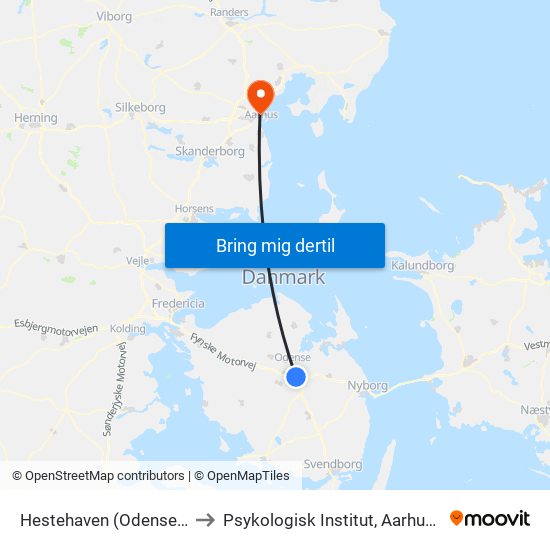 Hestehaven (Odense Letbane) to Psykologisk Institut, Aarhus Universitet map