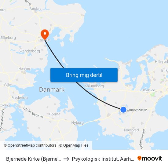 Bjernede Kirke (Bjernede Kirkevej) to Psykologisk Institut, Aarhus Universitet map