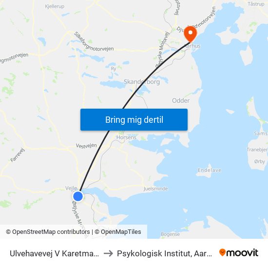 Ulvehavevej V Karetmagervej (Vejle) to Psykologisk Institut, Aarhus Universitet map