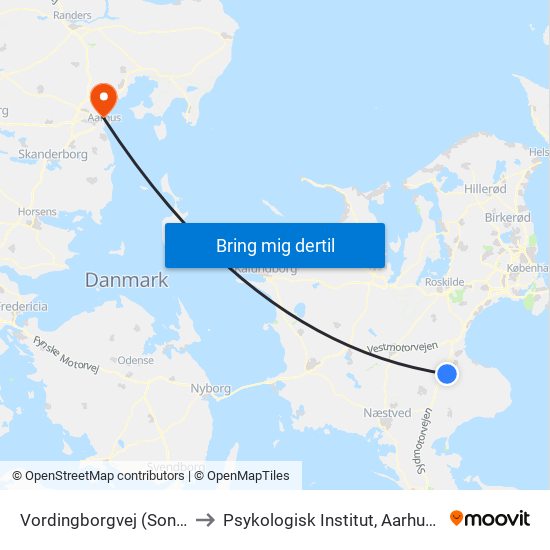 Vordingborgvej (Sonnerupvej) to Psykologisk Institut, Aarhus Universitet map