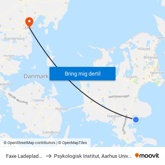Faxe Ladeplads St. to Psykologisk Institut, Aarhus Universitet map