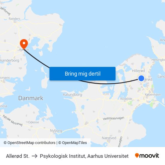Allerød St. to Psykologisk Institut, Aarhus Universitet map