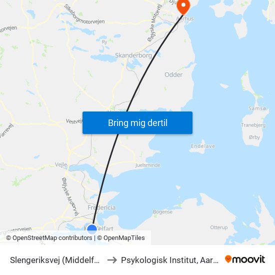 Slengeriksvej (Middelfart Kommune) to Psykologisk Institut, Aarhus Universitet map