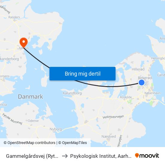 Gammelgårdsvej (Ryttergårdsvej) to Psykologisk Institut, Aarhus Universitet map