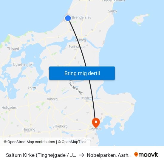 Saltum Kirke (Tinghøjgade / Jammerbugt Komm.) to Nobelparken, Aarhus Universitet map