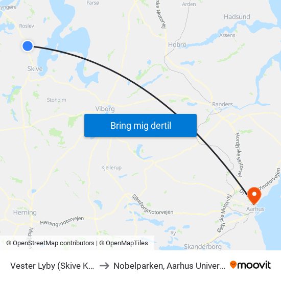 Vester Lyby (Skive Kom) to Nobelparken, Aarhus Universitet map