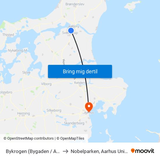 Bykrogen (Bygaden / Aalborg) to Nobelparken, Aarhus Universitet map