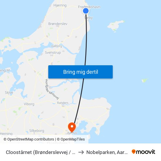 Cloostårnet (Brønderslevvej / Frederikshavn Komm.) to Nobelparken, Aarhus Universitet map