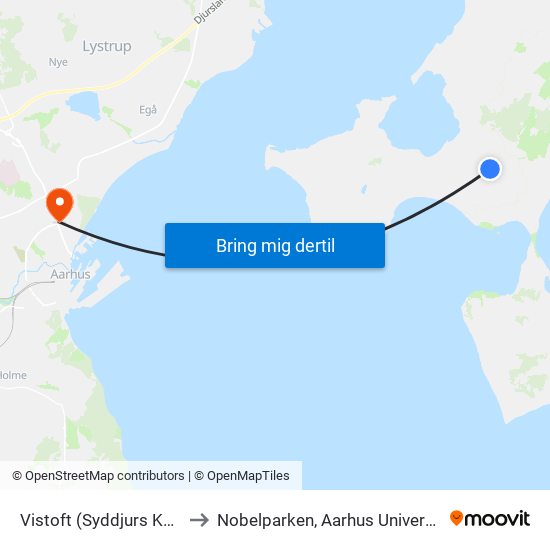 Vistoft (Syddjurs Kom) to Nobelparken, Aarhus Universitet map