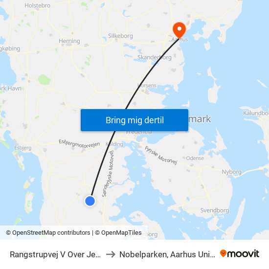 Rangstrupvej V Over Jerstalvej to Nobelparken, Aarhus Universitet map