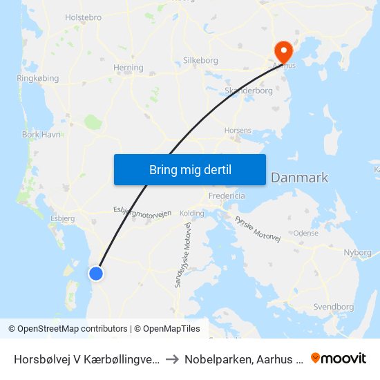 Horsbølvej V Kærbøllingvej (Skærbæk) to Nobelparken, Aarhus Universitet map