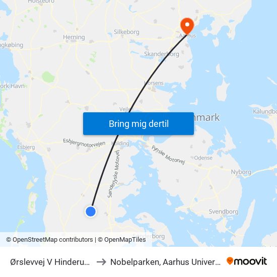 Ørslevvej V Hinderupvej to Nobelparken, Aarhus Universitet map