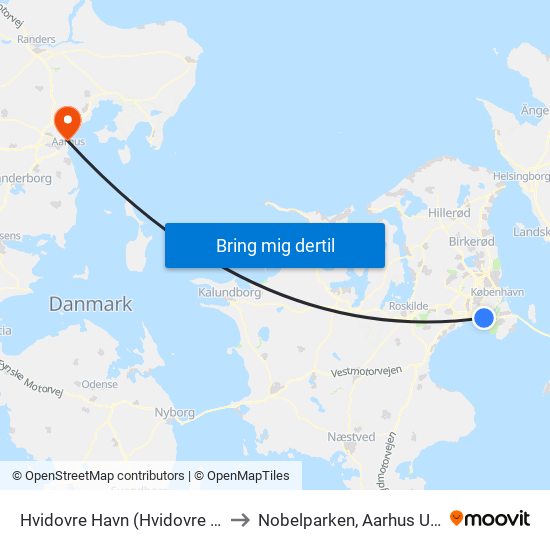 Hvidovre Havn (Hvidovre Strandvej) to Nobelparken, Aarhus Universitet map