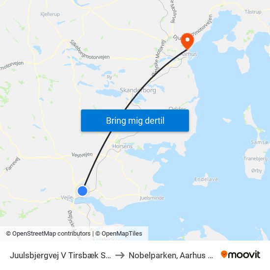 Juulsbjergvej V Tirsbæk Søvej (Vejle) to Nobelparken, Aarhus Universitet map