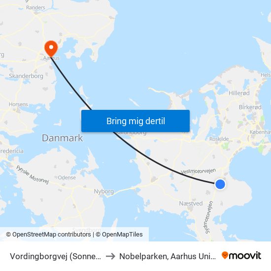 Vordingborgvej (Sonnerupvej) to Nobelparken, Aarhus Universitet map