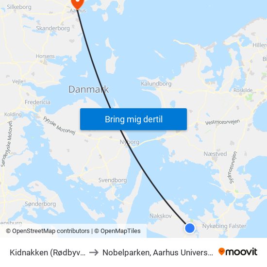 Kidnakken (Rødbyvej) to Nobelparken, Aarhus Universitet map