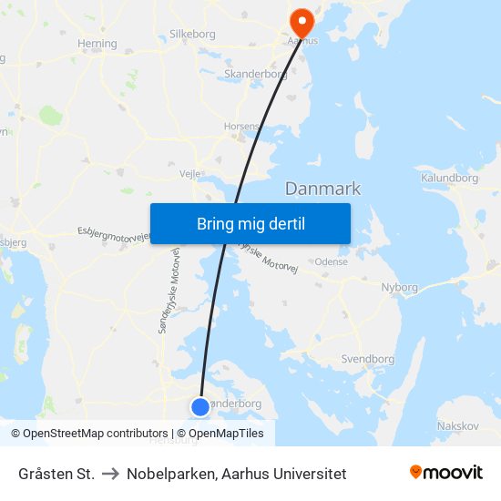 Gråsten St. to Nobelparken, Aarhus Universitet map